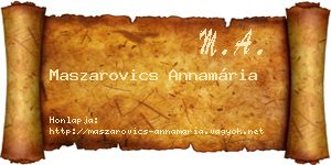 Maszarovics Annamária névjegykártya